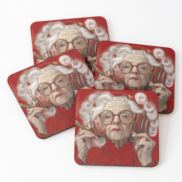 Item preview, Cool Grandma: Old Lady with Headphones, Cigar, and White Hair Art designed and sold by jassoart.
