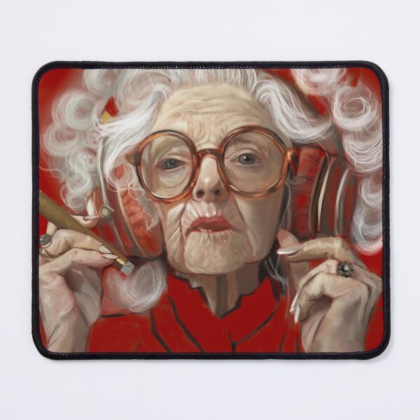 Item preview, Cool Grandma: Old Lady with Headphones, Cigar, and White Hair Art designed and sold by jassoart.