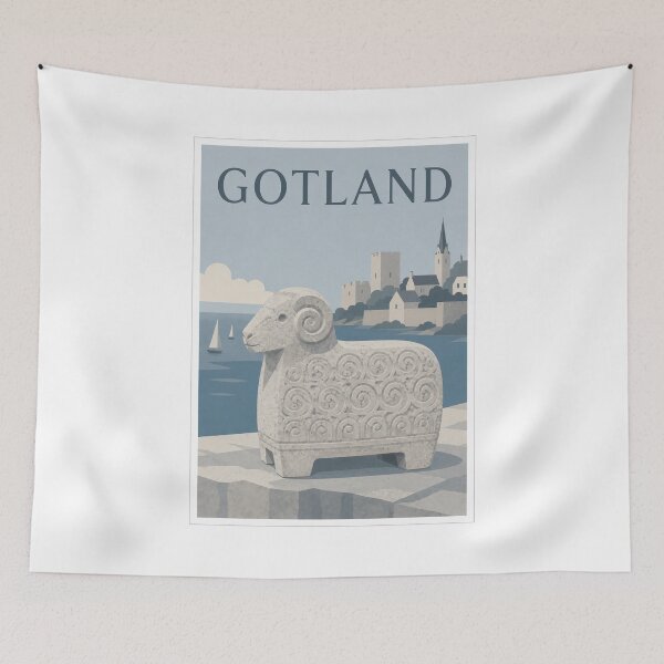 Item preview, Gotland Stone Ram Travel Poster designed and sold by Beyond Destinations.