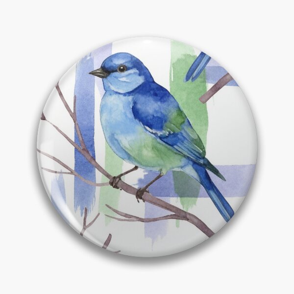 Item preview, Watercolor Blue Tit and Lavender Plaid  designed and sold by wissal.studio.