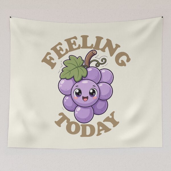 Item preview, Cute Smiling Purple Grape bunch Kawaii Fruit Cartoon with Sage Green Leaf designed and sold by Rosie's Wildflower Boutique.