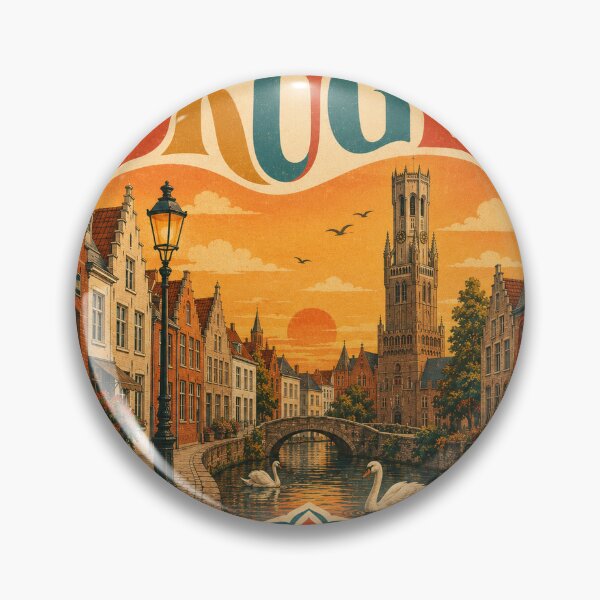 Item preview, Bruges Belgium Travel Souvenir - Retro Heart Illustration designed and sold by VisualArtsOasis.