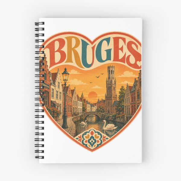 Item preview, Bruges Belgium Travel Souvenir - Retro Heart Illustration designed and sold by VisualArtsOasis.