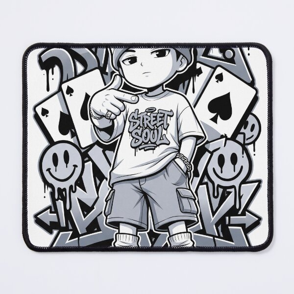 Item preview, Monochrome Chibi Manga Streetwear Graffiti Urban Anime Graphic T-Shirt designed and sold by RGB-crayon.