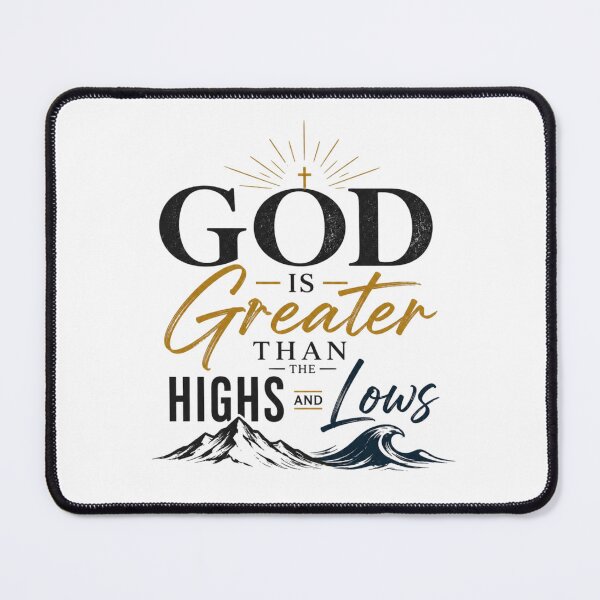 Item preview, God Is Greater Than the Highs and Lows | Christian Faith Typography | Inspirational Bible Quote | Cross & Mountain Retro Design designed and sold by Leefs.