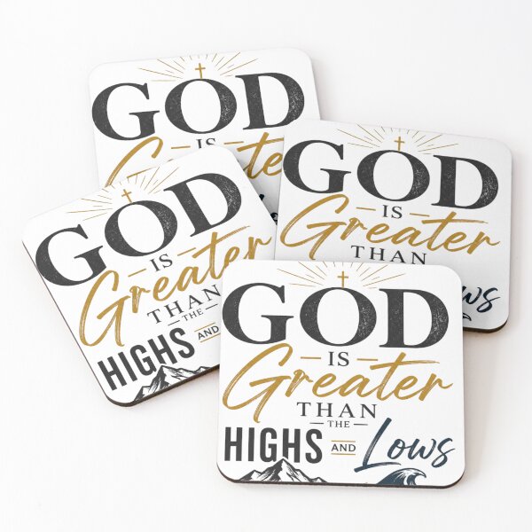 Item preview, God Is Greater Than the Highs and Lows | Christian Faith Typography | Inspirational Bible Quote | Cross & Mountain Retro Design designed and sold by Leefs.