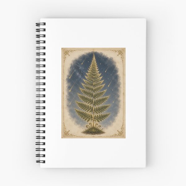 Item preview, Glowing Perseid Meteor Shower and Moonlit Fern Print — Luminous Vintage Celestial Art designed and sold by Brackenlume Studio.