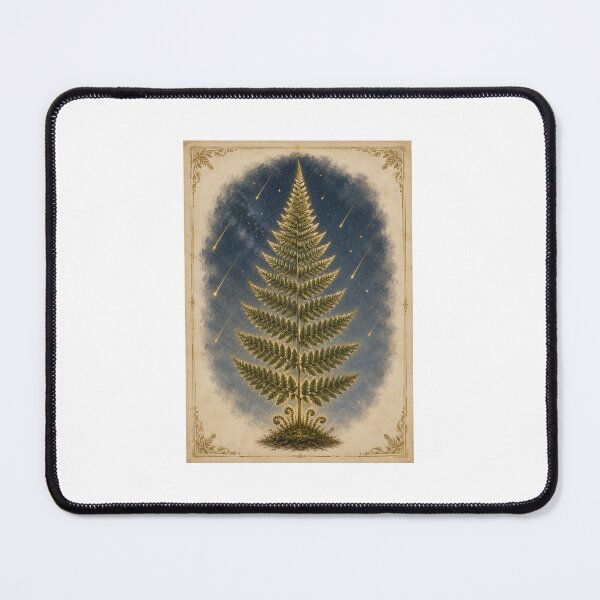 Item preview, Glowing Perseid Meteor Shower and Moonlit Fern Print — Luminous Vintage Celestial Art designed and sold by Brackenlume Studio.