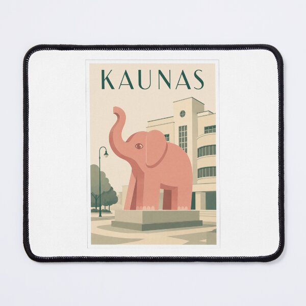 Item preview, Kaunas Pink Elephant Travel Poster designed and sold by Beyond Destinations.