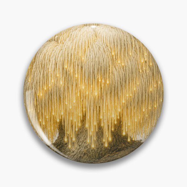Item preview, Luminous Lions Mane Mushroom Print — Glowing Vintage Botanical Wellness Art designed and sold by Brackenlume Studio.