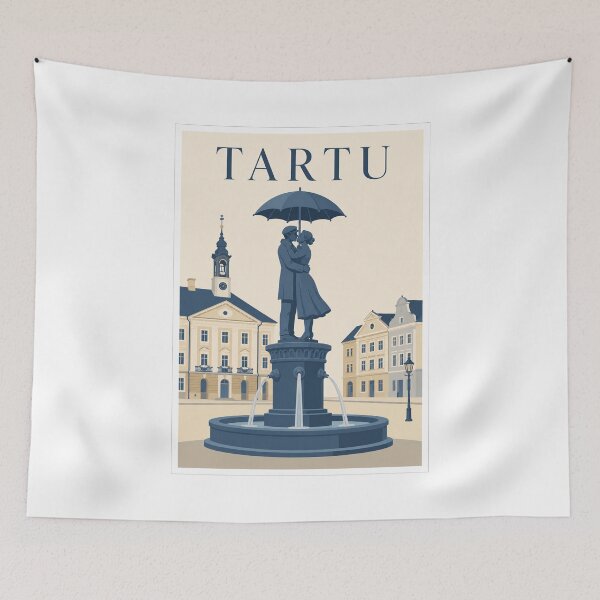 Item preview, Tartu Kissing Students Fountain Poster designed and sold by Beyond Destinations.