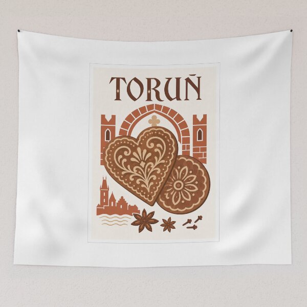 Item preview, Torun Gingerbread Hearts Travel Poster designed and sold by Beyond Destinations.