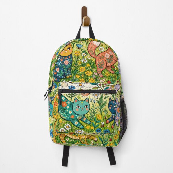 Item preview, Whimsical Folk Art Cats Garden Pattern designed and sold by Iampoji.