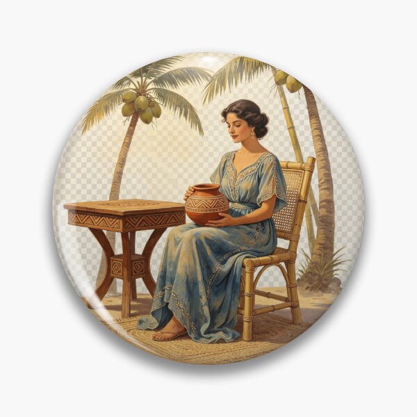 Item preview, Tropical Quiet - Woman with Clay Vessel designed and sold by Bondingbonding.