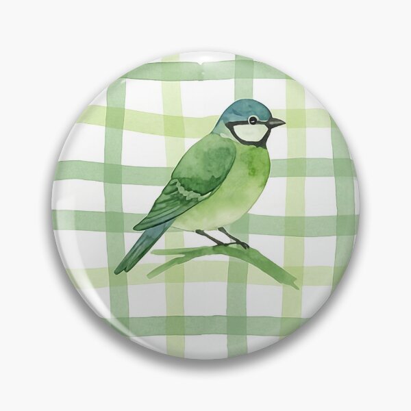 Item preview, Green Bird on Sage Green Gingham Check Plaid designed and sold by wissal.studio.