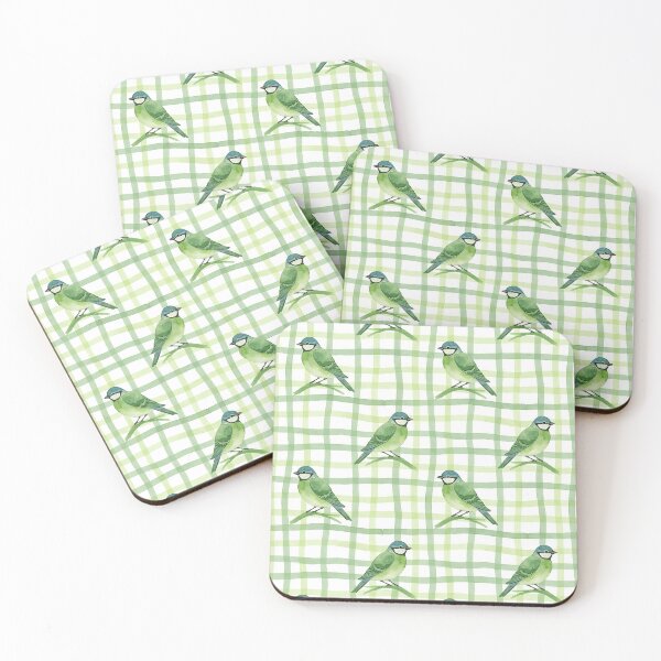 Item preview, Green Bird on Sage Green Gingham Check Plaid designed and sold by wissal.studio.