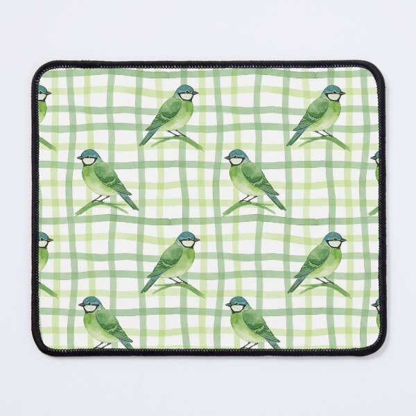 Item preview, Green Bird on Sage Green Gingham Check Plaid designed and sold by wissal.studio.