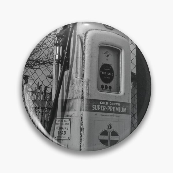 Item preview, Gold crown vintage globe gasoline station gas pump black and white photograph designed and sold by Astrid Arkhangelsky.