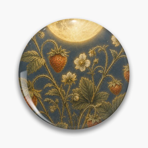 Item preview, Strawberry Moon Print | Vintage Celestial Botanical Wall Art | Full Moon Name Gift designed and sold by Brackenlume Studio.