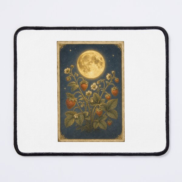 Item preview, Strawberry Moon Print | Vintage Celestial Botanical Wall Art | Full Moon Name Gift designed and sold by Brackenlume Studio.