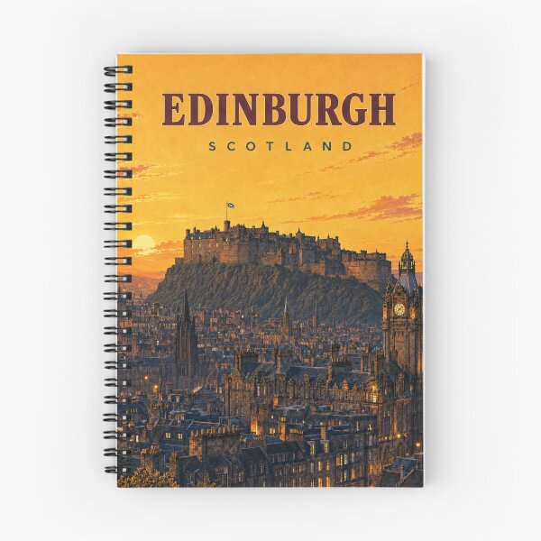 Item preview, Edinburgh Castle Scotland Retro Travel Poster – Old Town Sunset Wall Art designed and sold by PopChaosStudio.