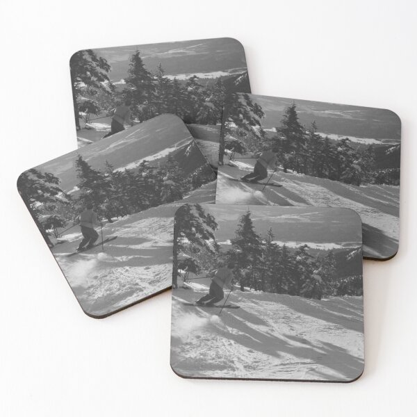 Item preview, Skiing down the Taft Trail on Cannon Mountain, Franconia Notch, New Hampshire vintage black and white ski photograph designed and sold by Astrid Arkhangelsky.
