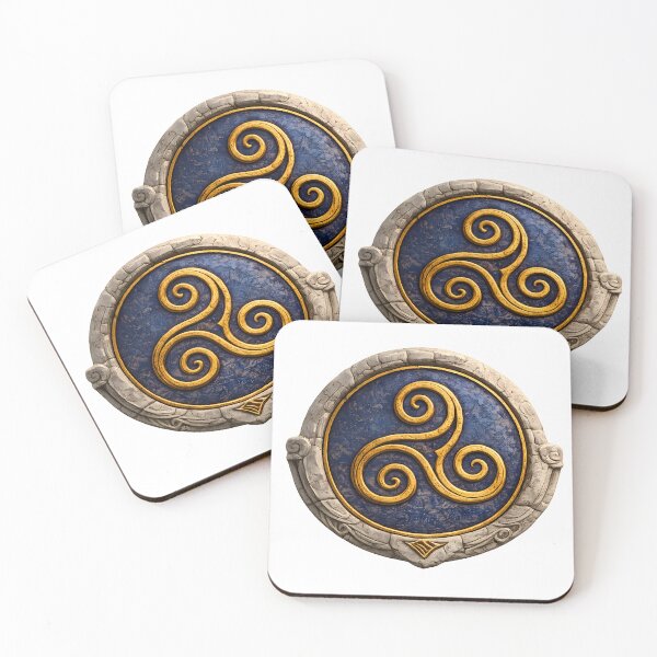 Item preview, Celtic Triskele Medallion — Illuminated Blue & Gold designed and sold by The Painted Fence.