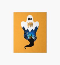 Boo - Ghost and a Creepy Mansion Halloween Design Art Board