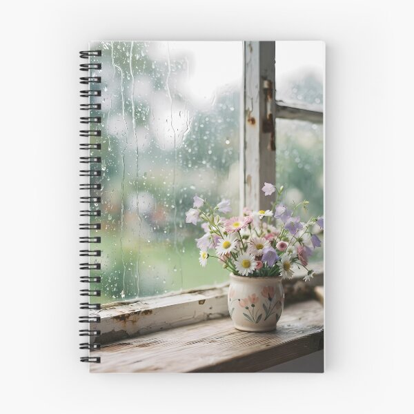 Item preview, Rainy Day Window with Naive Wildflowers – Cozy Cinematic Aesthetic Art designed and sold by hakikatm.