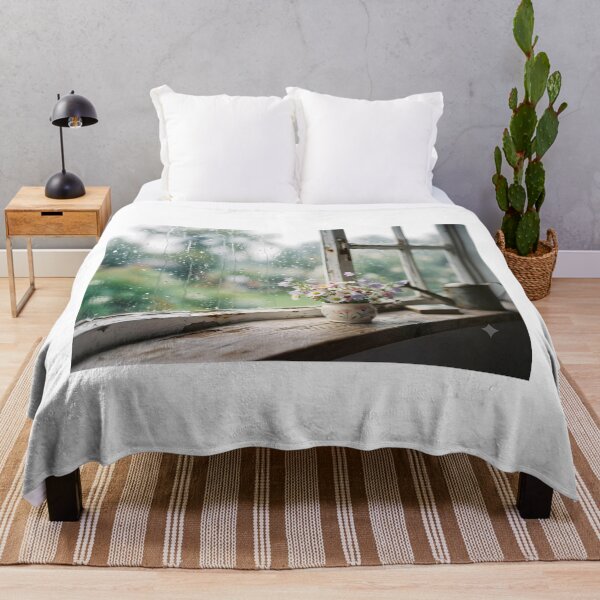Item preview, Rainy Day Window with Naive Wildflowers – Cozy Cinematic Aesthetic Art designed and sold by hakikatm.