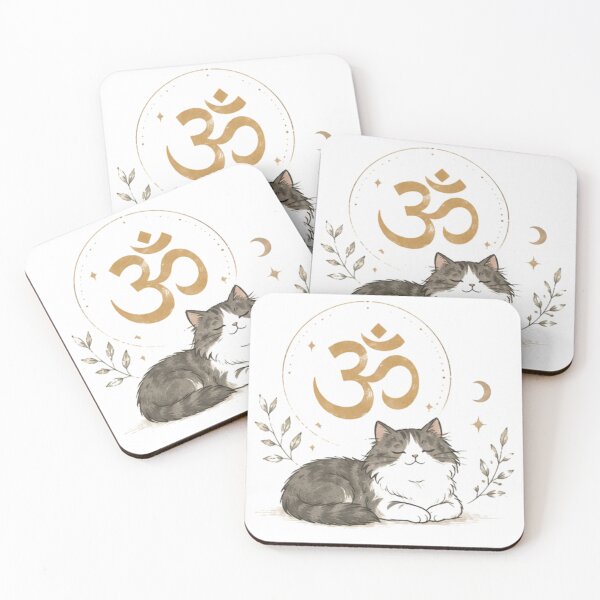 Item preview, Zen Fluffy Cat Meditation with Om designed and sold by KindredPaws.