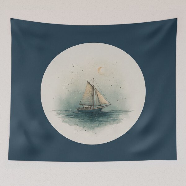 Item preview, The Long Way Home | Vintage Sailboat Watercolour Art Print | Coastal Nautical Wall Decor designed and sold by Bound for Wonder.