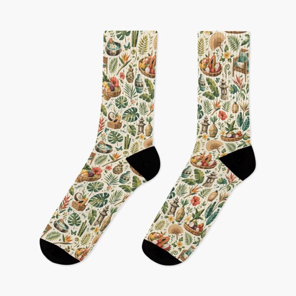 Item preview, Balinese Villa Garden Seamless Pattern | Modern Tropical Cubism & Exotic Botanicals designed and sold by OpenDreamArts.
