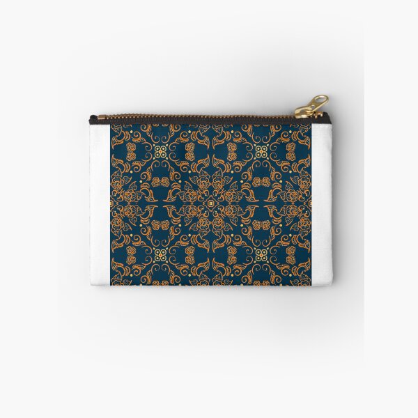 Item preview, Elegant Floral Pattern Wallpaper Navy and Gold designed and sold by Zlimsy.