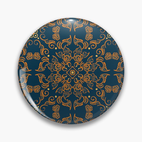Item preview, Elegant Floral Pattern Wallpaper Navy and Gold designed and sold by Zlimsy.