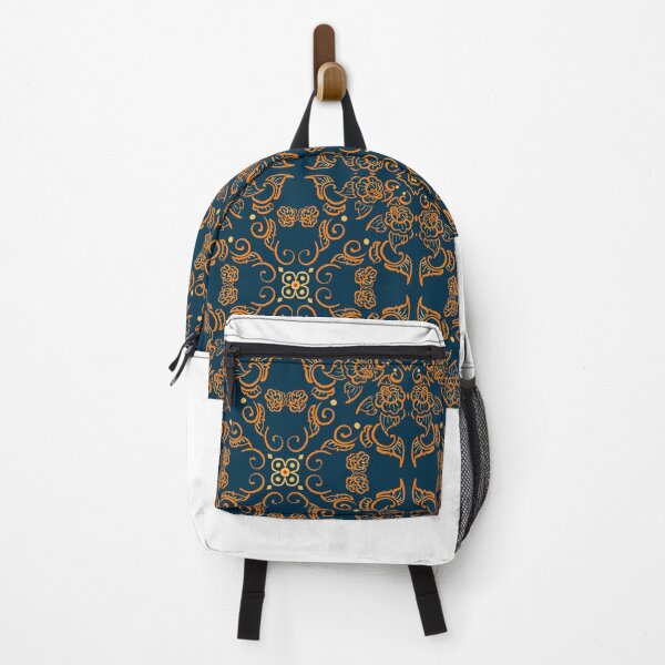 Item preview, Elegant Floral Pattern Wallpaper Navy and Gold designed and sold by Zlimsy.