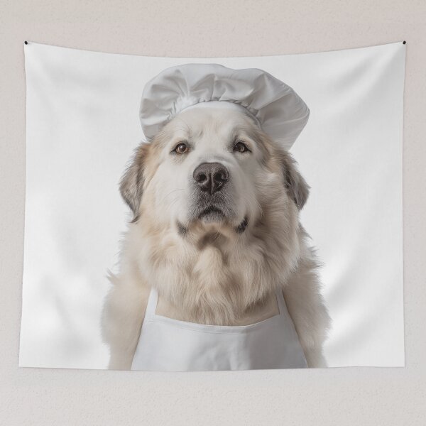 Item preview, Funny Great Pyrenees Dog Chef Realistic Animal Cooking Humor Art designed and sold by LazyOwlStore.