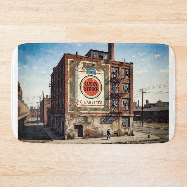 Item preview, Worn 1950s Lucky Strike Cigarette Building Mural designed and sold by Home Decor Art.