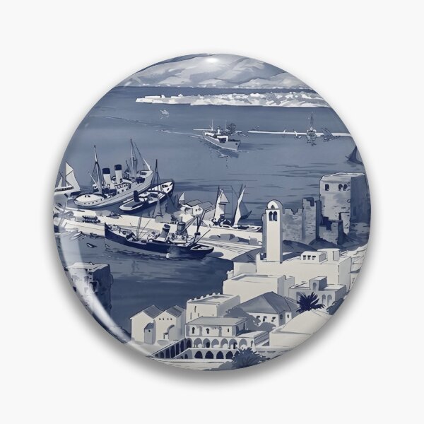 Artikelvorschau, Beirut, Libanon – Vintage-Reiseposter: Blaue Küstenstadt und historischer Hafen (10k) entworfen und verkauft von RueckerZack.
