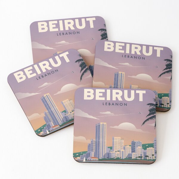 Aperçu de l'œuvre Beyrouth, Liban – Affiche de voyage vintage – Panorama de la ville côtière créée et vendue par RueckerZack.