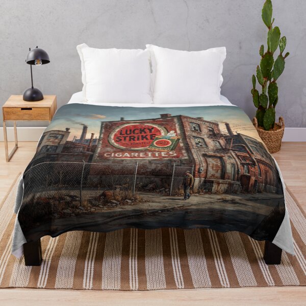 Item preview, Worn 1950s Lucky Strike Cigarette Building Mural designed and sold by Home Decor Art.