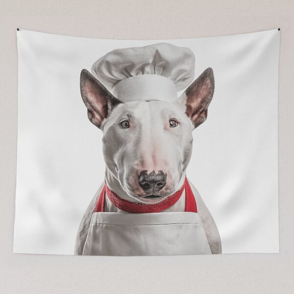 Item preview, Funny Bull Terrier Dog Chef Realistic Animal Cooking Humor Art designed and sold by LazyOwlStore.