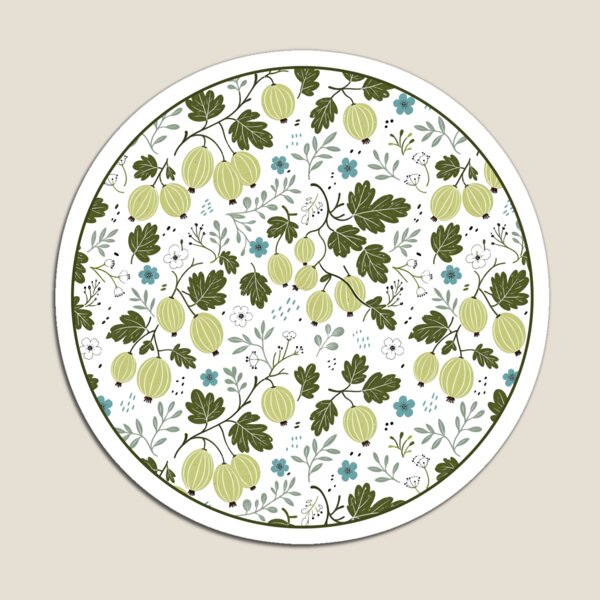 Item preview, Gooseberries and Turquoise Flowers Modern Surface Pattern designed and sold by TackyTime.
