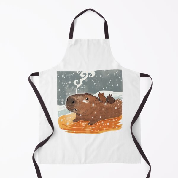 Item preview, Cute Capybara Family In Japanese Hot Spring Onsen Winter Art designed and sold by ByKayaPrints.