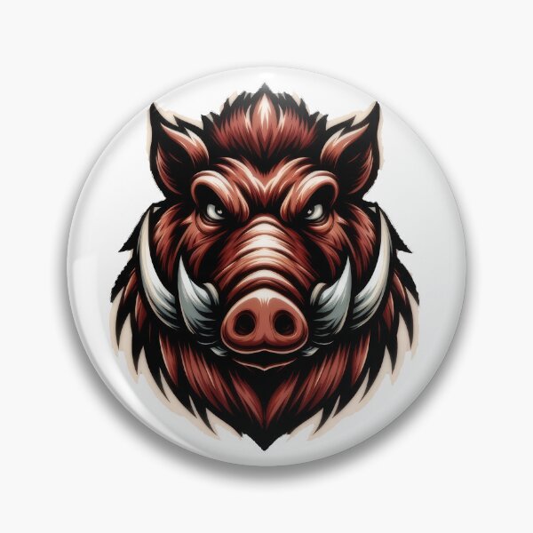Item preview, Bold wild boar head illustration with large tusks, fierce eyes and detailed fur, designed and sold by Rostislav Bouda.