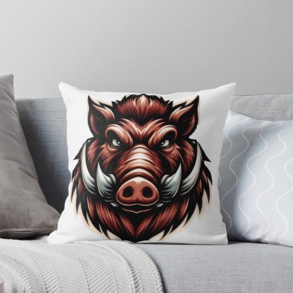 Item preview, Bold wild boar head illustration with large tusks, fierce eyes and detailed fur, designed and sold by Rostislav Bouda.