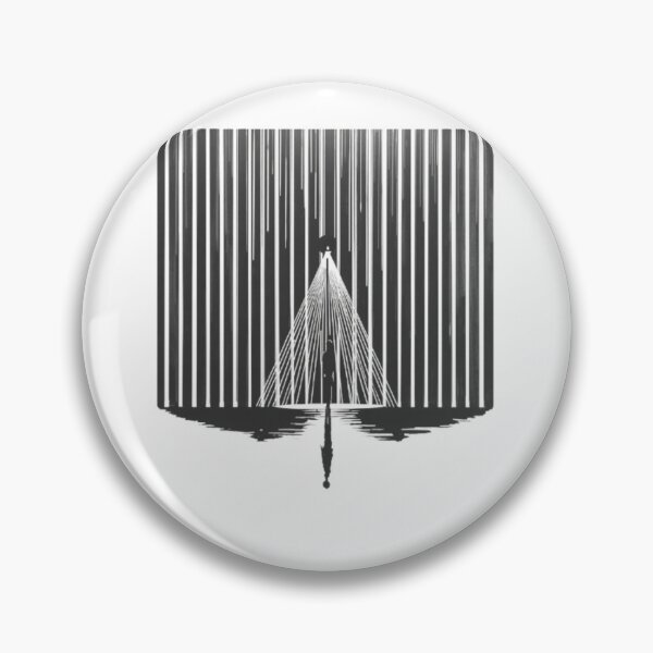 Item preview, Minimalist Barcode Streetlight Solitary Figure Reflection Art designed and sold by ByKayaPrints.