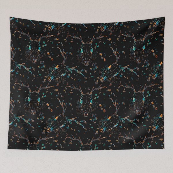 Item preview, Whimsigoth Iridescent Deer Skull Floral Pattern designed and sold by Little Wimbly.