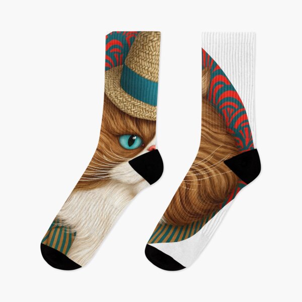 Item preview, T-Shirt - Sticker - Stylish Cat in Stripes designed and sold by ForeverPrintsOK.