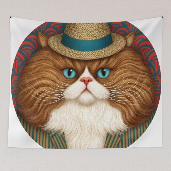 Item preview, T-Shirt - Sticker - Stylish Cat in Stripes designed and sold by ForeverPrintsOK.